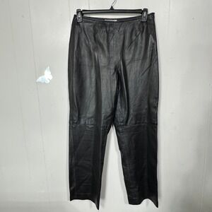 Susan Bristol Leather Pants Size‎ 12 Black High Rise Straight Leg Career Casual